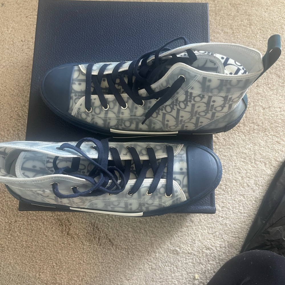 Dior High-Top Sneakers in Navy and White